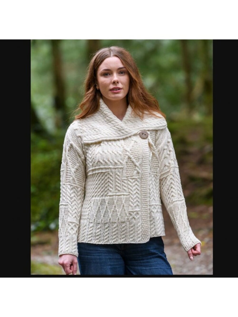 Aran Sweater Market Patchwork Knit Cardigan S Merino Wool Cottagecore Coastal